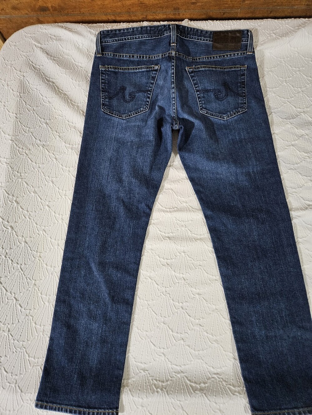 AG Adriano Goldschmied Men's Dark Blue Straight-Leg Jeans Size 34X28